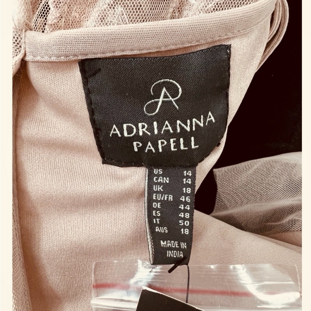 NWT by Adrianna Papell, Blush Beaded Tulle Gown Sz 14, Perfect for Wedding, Prom - Picture 7 of 9